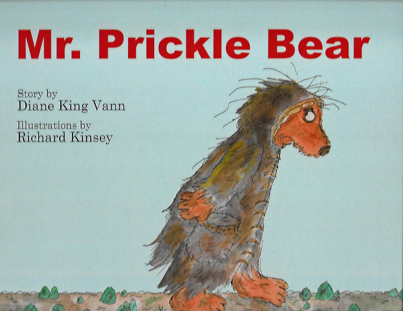 'Mr Prickle Bear' book cover – Illustration of a bear walking upright