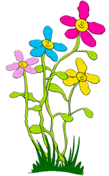 Multicoloured flowers with smiling faces
